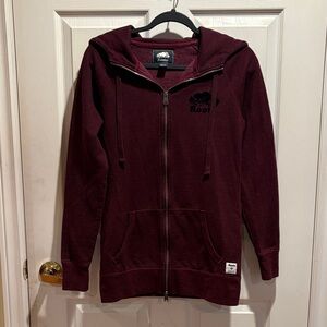 Roots Original Beaver Burgundy Zip-Up Hoodie